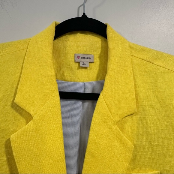 Cremieux Women’s Yellow 100% Linen One Button Lined Jacket Size L - Picture 4 of 9